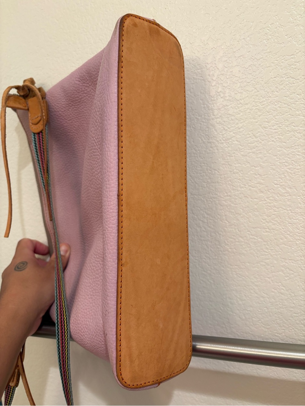 Consuela | Leather Crossbody with Striped Strap - Picture 4 of 17